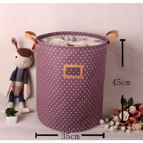 Zakka Storage basket pastoral dot beam port Pink Brown Green Purple four color options / canvas laundry basket