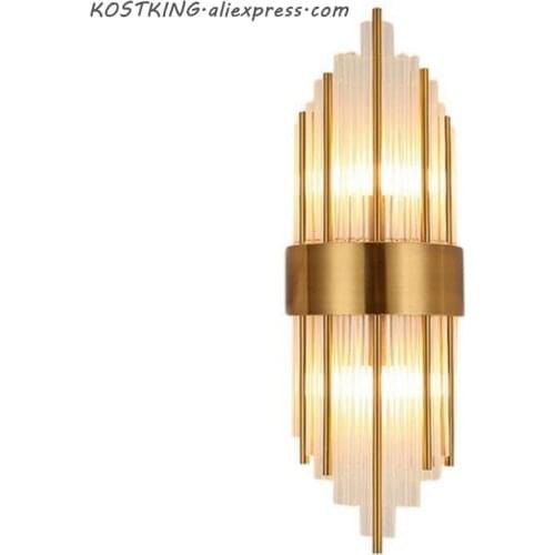 KOSTKING high quality glass wall sconce modern LED wall lights AC110V 220V living room bedroom lamp height 65cm
