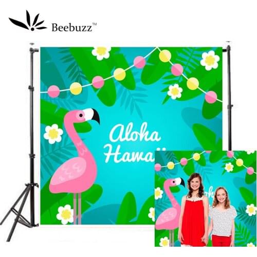 Summer pink flamingo backdrop green coconut tree background photography background