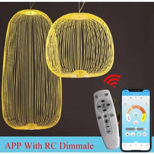 Modern Remote Control Bird Cage Ceiling Chandelier Nordic Industrial Foscarini Spokes Home Decor Iron Interior Lighting Fixtures