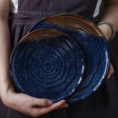 Japanese Style Steak Ceramic Plate Set Ceramic Western Food Round Steak Plate Home Dining Plate