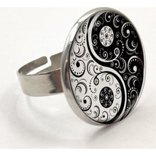 New Glass Rings Jewelry WholesaleYinyang Skulls Wicca Fashion Gifts Jewellery Rings