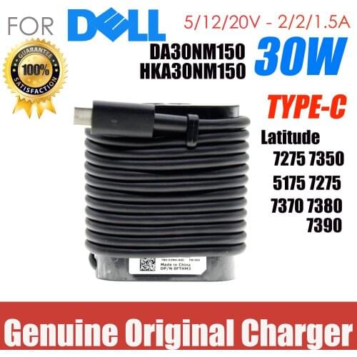 Original 30w 20V 1.5A type-C PD USB AC adapter For Dell Latitude 5175 7275 7370 7380 Charger Power Supply DA30NM150 HKA30NM150