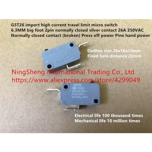 Original new 100% high quality G5T26 2pin normally closed / open micro 26A large current electric cooker water heater switch