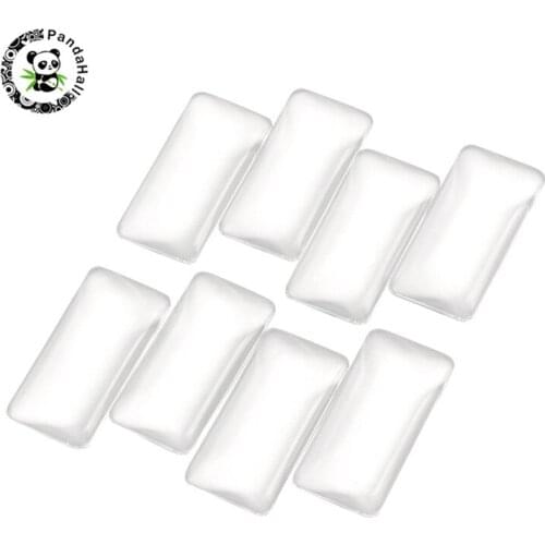 Pandahall 20pcs Transparent Rectangle Glass Cabochons for Jewelry Findings Making DIY Accessories Clear 38x19x6.5mm