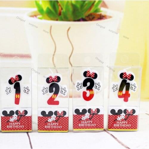 Disney Birthday Candle Mickey Mouse Party Decorations Number Candle Cake Toppers Decorations for Home Kidss Gift