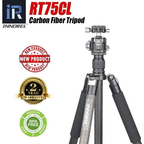 RT75CL 10 Layers Carbon Fiber Professional Tripod Monopod with Panoramic Low Gravity Center Ball Head for Digital DSLR Camera