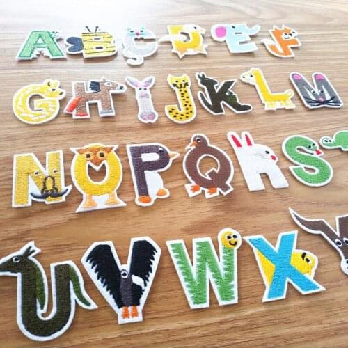Sell Letter Cartoon Badge hot Melt Adhesive Applique Embroidery patches DIY Sew On Brand Cloth Accessories Alphabet Patches