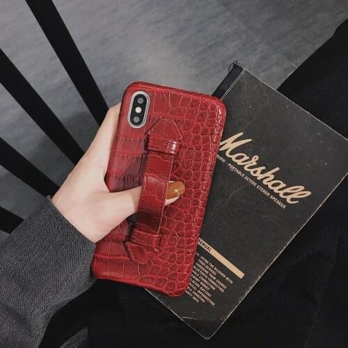 Luxury Pu Crocodile Pattern Wristband Holder Phone Case for IPhone 11 12 Pro Max Mini SE 2020 X XR XS Max 7 8 Plus Case Cover