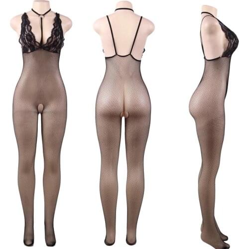 Sexy Lace Bra Mesh Crotchless Body Stocking Sheer Cage Bra Fishnet Bodystocking Pantyhose Bodysuit Underwear Lingerie