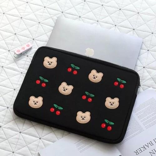 Cartoon Laptop Handbag for Korean Tablet Case INS Bear Cute Mac IPad Pro 9.7 10.5 11 13 Inch Laptop Sleeve Inner Bag