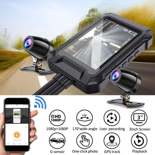 WiFi Motorcycle Camera Full HD 1080P Dual Lens Motorbike Bike Video Recorder Waterproof Night Vision GPS Logger Recorder Newest