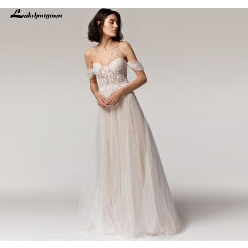 Vintage Princess Champagne Wedding Dress A Line 2021 New Designer Hochzeit Sexy Bridal Dresses Lace Wedding Gowns Open-Back