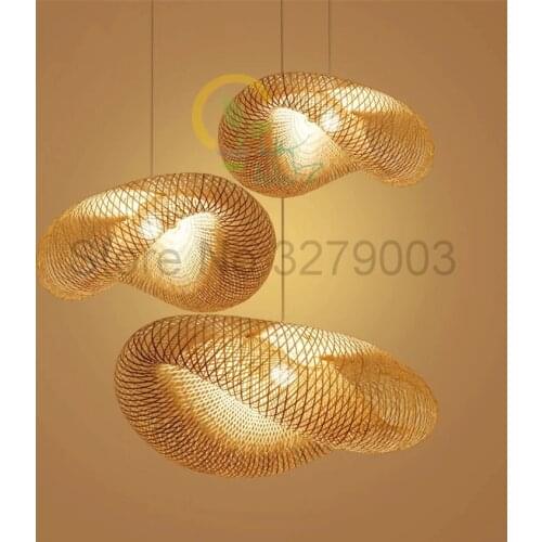 Southeast Asian Handmade Bamboo Weaving Rattan Art Pendant Lights Personality Restaurant Hotel Coffee Hanging Lamps Fixture
