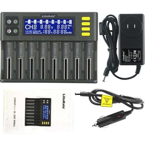 Lii-S8 Battery Charger Li-ion 3.7V NiMH 1.2V Li-FePO4 3.2V IMR 3.8V charger for 18650 26650 21700 26700 AA AAA