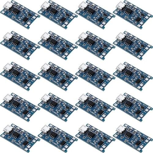 20 Pieces TP4056 Charging Module Battery Charging Board with Battery Protection 18650 BMS 5V Micro-USB 1A Charge Module