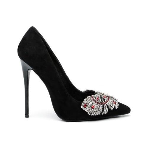 Moraima Snc Sexy Pointed Toe Woman High Heel Shoes Crystal Bowknot Thin Heels Dress Heels Slip on Shallow Stiletto Wedding Shoes