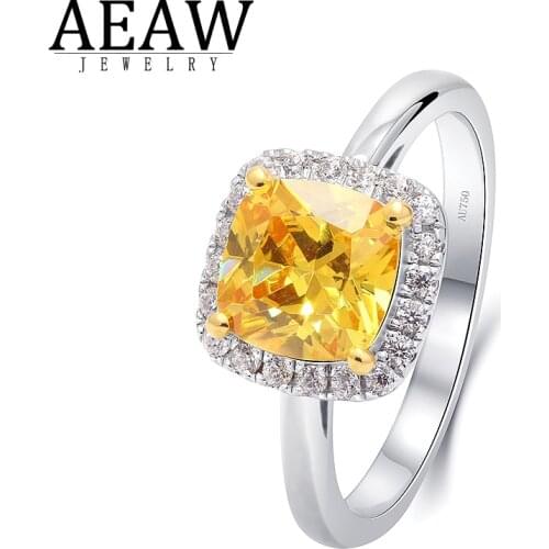 14K Yellow Gold Fany Yellow Cushion Cut Moissanite Diamonds Gemstone Wedding Engagement Ring Fine Jewelry For Women