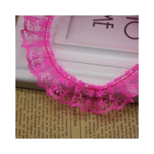 1M New Pleated Lace Fabric 2.5cm Diy Sewing Guipure White Black Purple Yellow Lace Ribbon Dress Decoration Crafts Materials JH13