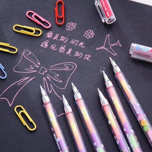 1PC 6 Colors Rainbow Gradient Graffiti Gel Pen Painting Drawing Writing Pen Students School Office Stationery