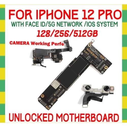 128gb 256gb 512gb Unlocked For iPhone 12 PRO Motherboard With Face ID,Good tested logic board 6.inch 12 Pro Support 4G 5G Net MB