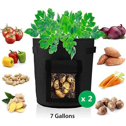 2 Pcs Felt Plant Grow Bags Nonwoven Fabric Garden Potato Pot Greenhouse Vegetable Growing Bags Moisturizing Vertical Tools