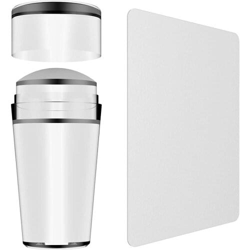 2Pcs Nail Art Stamper Clear Silicone Stamper Heads Jelly with Nail Scraper for nail Art Stamping Kit DIY Nail Art Tools