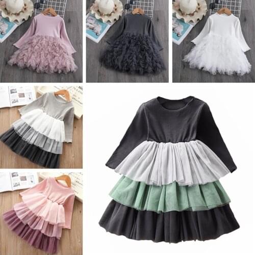 2020 New Princess Girls Autumn Dress Clothing Casual Toddler Kids Costume Fashion Party Dress Up For 1-7 Years