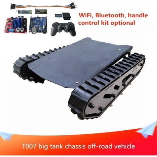 24V Motor T007 Smart Tank Chassis Off-road Vehicle 15kg Large Load with Rubber Material Track, A58SW-555 Motor and Control Kit