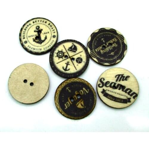 50pcs Mixed Round Wooden Sewing Buttons For Clothing Needlework Scrapbooking Wood Botones Decorative Crafts Diy Accessories