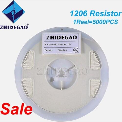 5000Pcs 1206 0R ~ 10M SMD Resistor 1/4W 0 1 10 100 150 220 330 ohm 1K 2.2K 4.7K 10K 100K 0R 1R 10R 100R 150R 220R 330R ohm