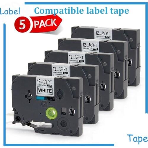 5PK best tze231 tz231 for Brother P-touch Printer label tape tze-231 tz-231 12mm Black on White tz tze 231 laminated ribbons