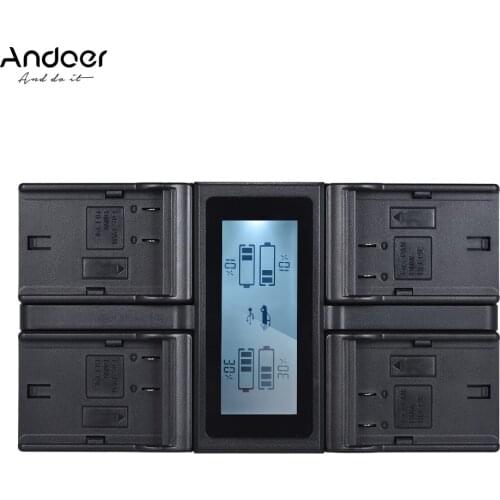 Andoer DMW-BLF19E 4-Channel LCD Digital Camera Battery Charger for Lumix DC-GH5 DMC-GH3 DMC-GH3K DMC-GH4 DMC-GH4K