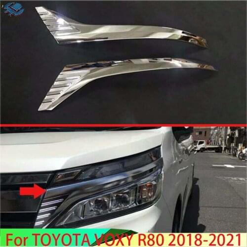 For TOYOTA VOXY R80 2018 2019 ABS Chrome Front Head Light Headlight Lamp Cover Trim Molding Frame