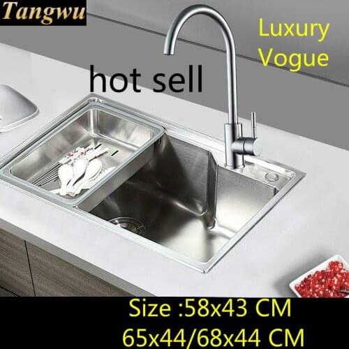 Free shipping Standard individuality kitchen sink food grade 304 stainless steel single slo hot sell 58x43/65x44/68x44 CM