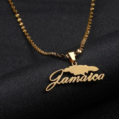 Stainless Steel Trendy Jamaica Map Pendant Necklaces for Women Girls Jamaican Chain Jewelry