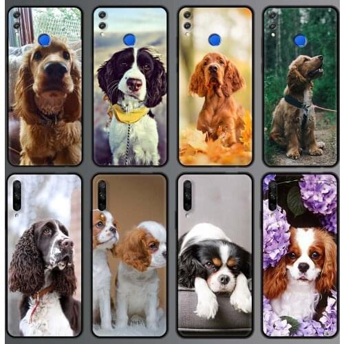 Silicone Phone Case for Honor 20 Lite 9X Pro Play 9A 8X 9S 30i 8S 30 Lite 10 Soft Black Cover Funda Cocker Spaniels Dog Lovely