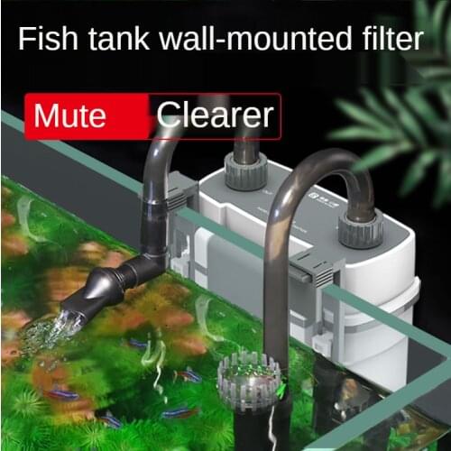 Fish Tank Filter Pump Aquarium External Waterfall Filter Wall-mounted Small Circulation Filter Electric Remove Oil Film