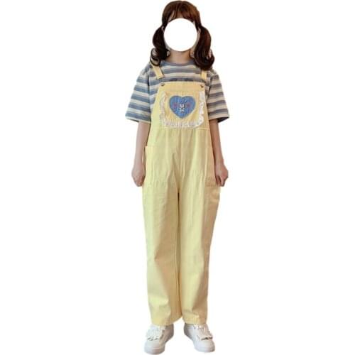 Harajuku Kawaii Casual Suspender Pants Girls Rabbit Cartoon Plaid Lace Wide Leg Overalls Women Pink Loose Cute Cargo Jumpsuits