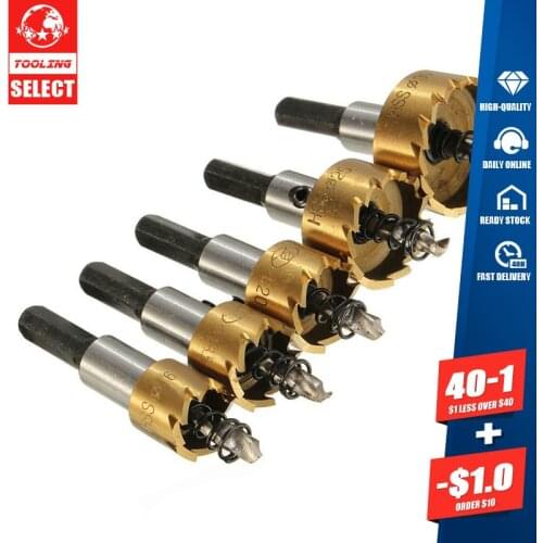 5pcs HSS Hole Saw Stainless Steel Alloy Metal Milling Cutters Drill Bit Set 16/18.5/20/25/30mm With Wrenches