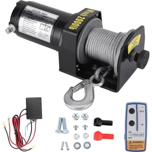 12V Electric Winch 2000lbs Load Capacity Remote Control High-Efficiency Winch for ATV UTV Car Truck Boat