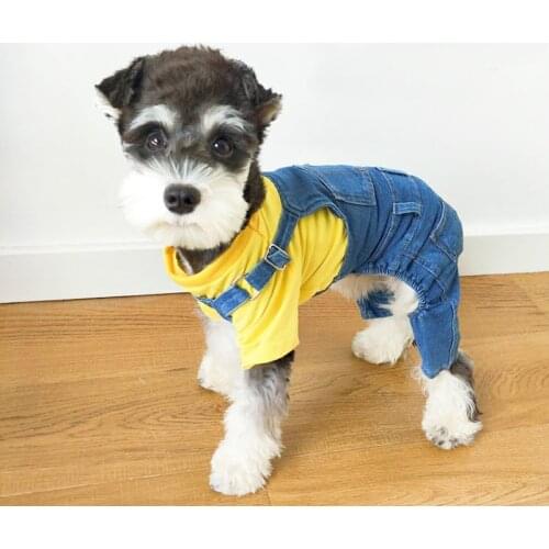 Summer Puppy Denim Jumpsuit Pet Dog Clothes for Small Dogs Clothing Pug Rompers for Yorkies Chihuahua Jeans Dog Accessories