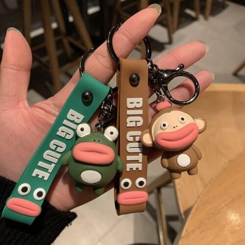 Kawaii Big Mouth Cartoon Keychain Cute Animel Trinket Women Men Couple Pendant Bag Car Key Ring Jewelry Lanyard Accessory Gift