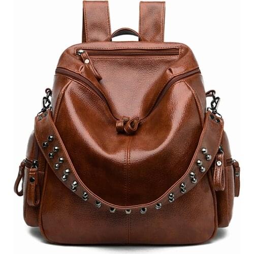 Multifunction Women Leather Backpacks For Girls High Quality School Bags For Girls Sac A Dos Luxury Brand Female Backpacks New