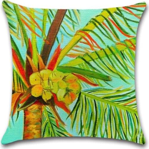 Tropical plant leaves printed white Cushion Cover decorative Home sofa chair car seat friend bedroom children gift pillowcase