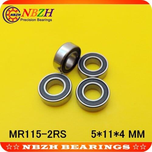 NBZH sale price free shipping 10 pcs High quality ABEC-5 Z2V2 MR115-2RS ABEC-5 5*11*4 mm Ball Bearings MR115RS L1150