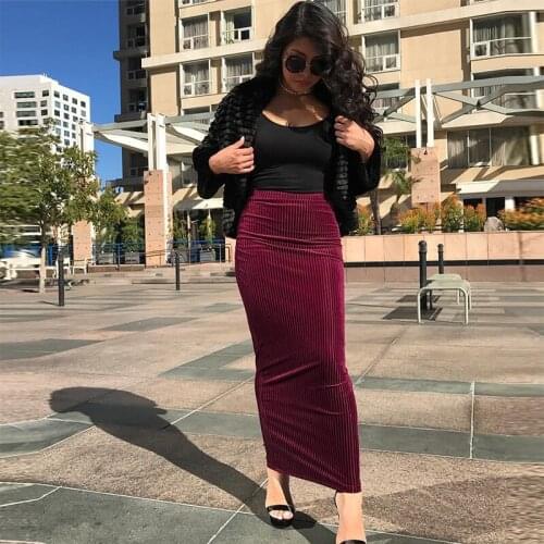 AVV 2019 Autumn Womens Fashion New Knitted Slim Skirts Sexy High Waist Sexy Ladies Ladies Casual Warm Package Hip Long Skirts