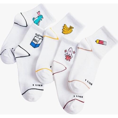 Autumn and Winter New Style Cotton Socks Milk Banana Pencil Cartoon Socks Women European and American Fashion Woman Socks