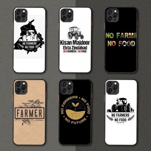 No Farmers No Food Phone Case Black Transparent Matte For IPhone 7 8 11 12 S Mini Pro X XS XR MAX Plus Cover Shell