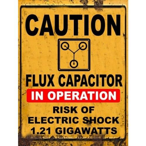 Retro Vintage Doc Brown Back To The Future Flux Capacitor 1.21 Gigawatt Tin Sign for kitchen Bar Car Club coffee decor